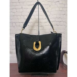 Sondra Roberts crinkle patent larger hobo bag
